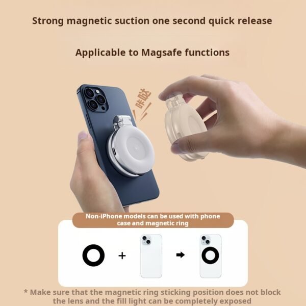 Mini Magnetic Beauty Light for Mobile Phones with Three Color Temperatures, Portable Selfie Mirror, Rotating and Extendable Pocket Light - Image 5