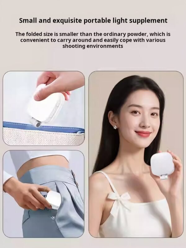 Magnetic Selfie Light for Mobile Phones, Influencer Live Streaming Photography Tool, Mini Portable Mirror, Foldable Pocket Light, MagSafe Selfie Makeup Mirror - Image 2