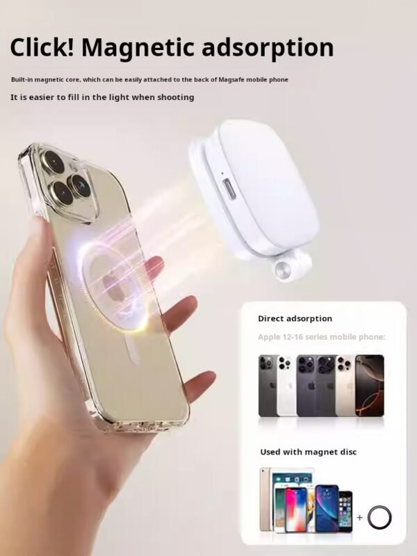 Magnetic Selfie Light for Mobile Phones, Influencer Live Streaming Photography Tool, Mini Portable Mirror, Foldable Pocket Light, MagSafe Selfie Makeup Mirror - Image 3