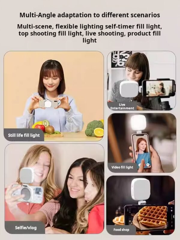 Magnetic Selfie Light for Mobile Phones, Influencer Live Streaming Photography Tool, Mini Portable Mirror, Foldable Pocket Light, MagSafe Selfie Makeup Mirror - Image 4