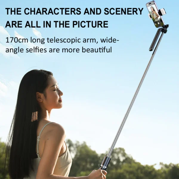 Wireless Bluetooth Selfie Stick 1.7M Tripod Stand with Bluetooth Remote Anti-shake Mobile Phone Stand Live Phone - Image 3