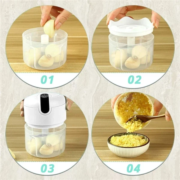 250ml Garlic Chopper Kitchen Electric Food Crusher Mini Blender Grinder Garlic Blender Processors - Image 7
