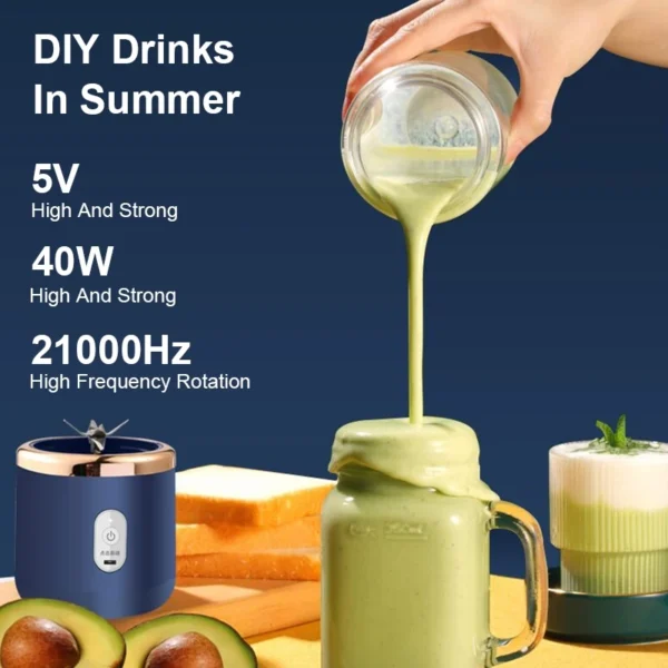 Coloisa Fruit Juicer Blender Mini Electric Wireless Portable Fruit Juicer Blender USB Charging 6 Blade [Gift Juice Cup] - Image 8