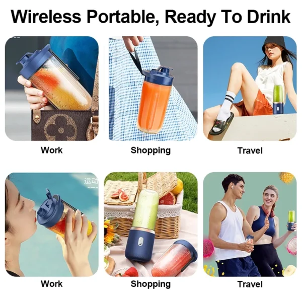 Coloisa Fruit Juicer Blender Mini Electric Wireless Portable Fruit Juicer Blender USB Charging 6 Blade [Gift Juice Cup] - Image 5